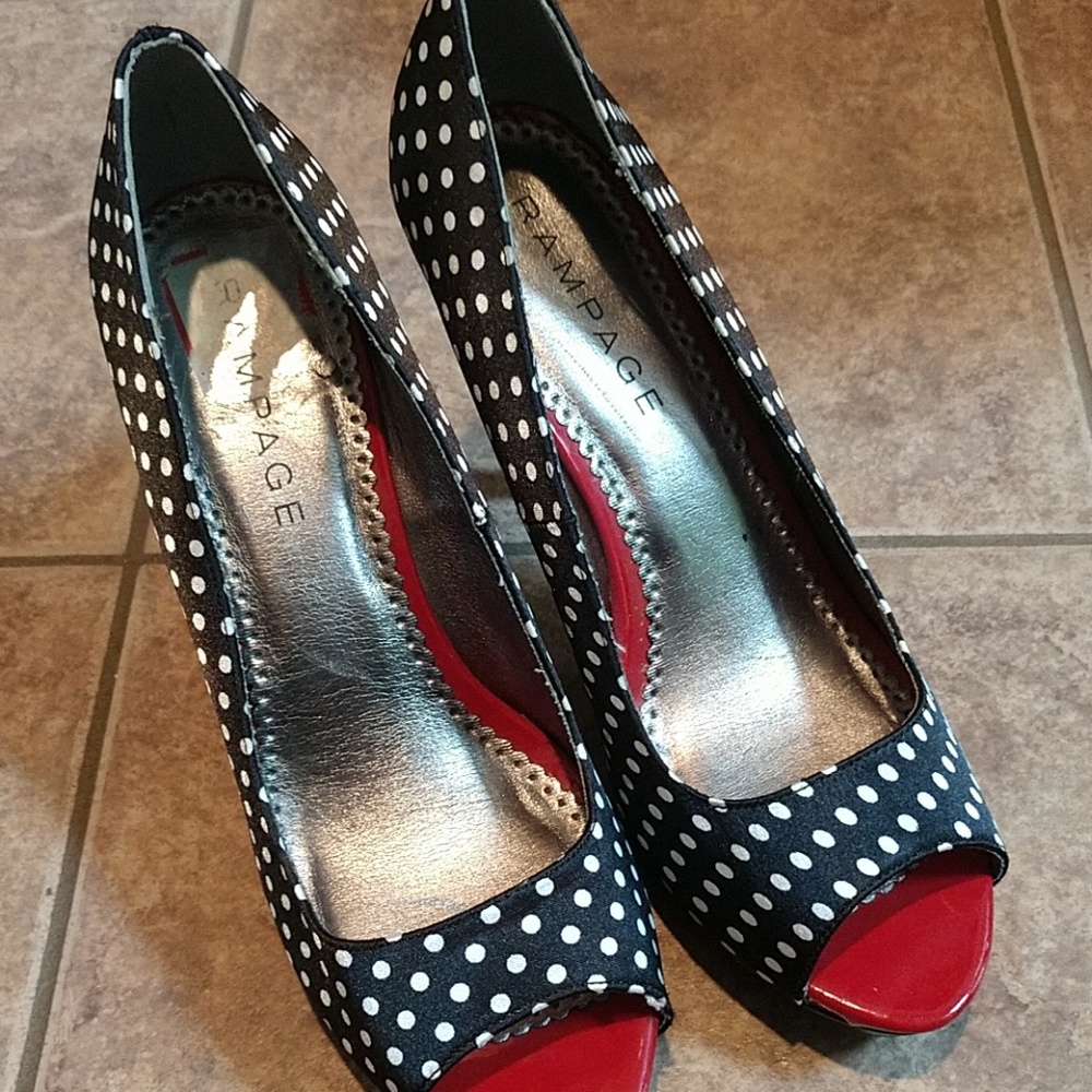 Polka dot high heels.